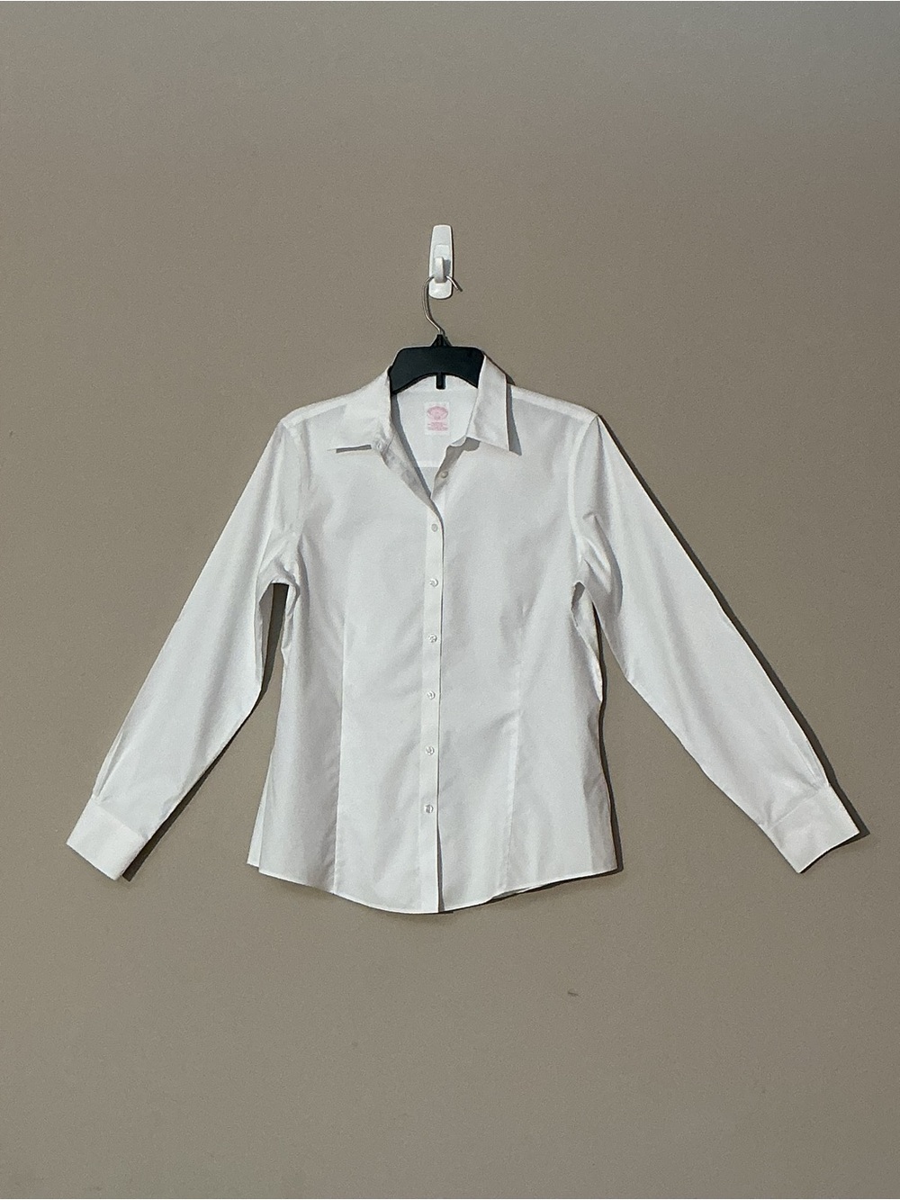 Brooks Brothers White Button-Front Cotton Fitted Blouse